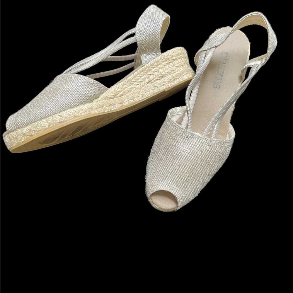 CHICO'S Wedge Beige Shoes Size 10